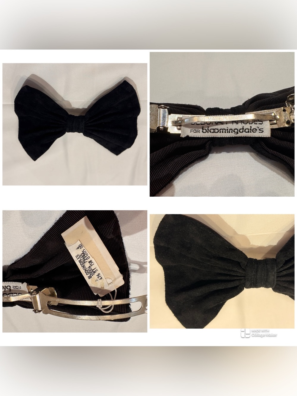 Vtg NWT 80s Deborah Rhodes for Bloomingdale's hair Bow  made in France.